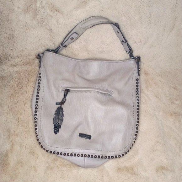 Jessica Simpson Coastal Cowgirl Studded Bohemian Grey Lilac Slouchy Hobo Bag - Picture 1 of 8